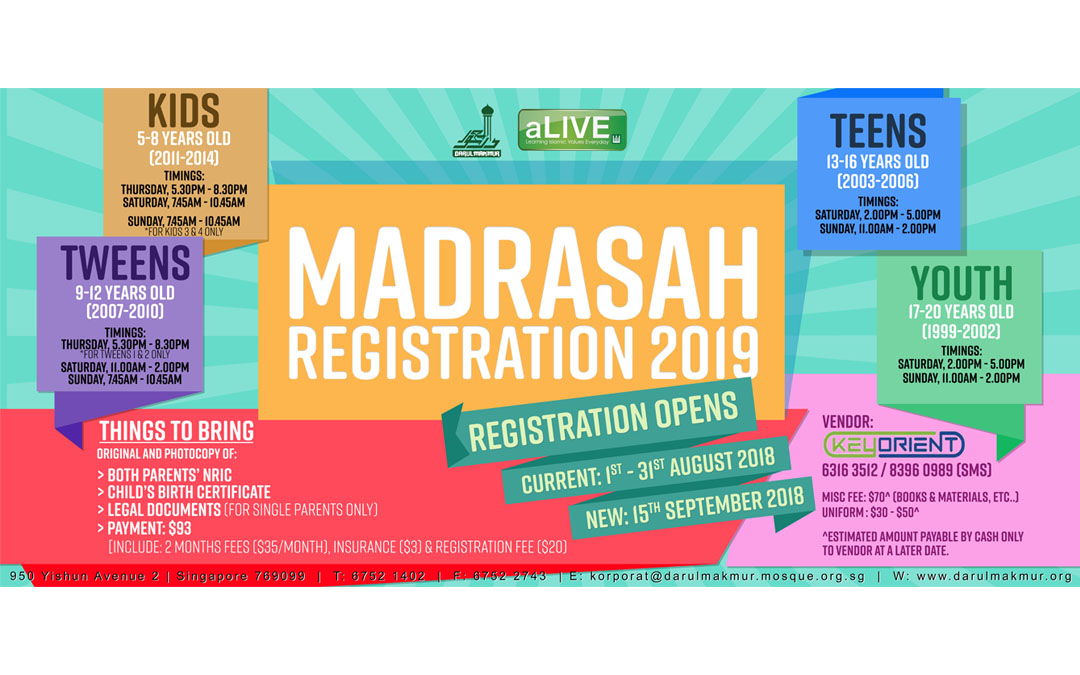 Registration 2019: aLIVE Madrasah